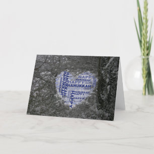 Hanukkah Card Blaues Herz Schwarz-weißes Foto Schn Feiertagskarte