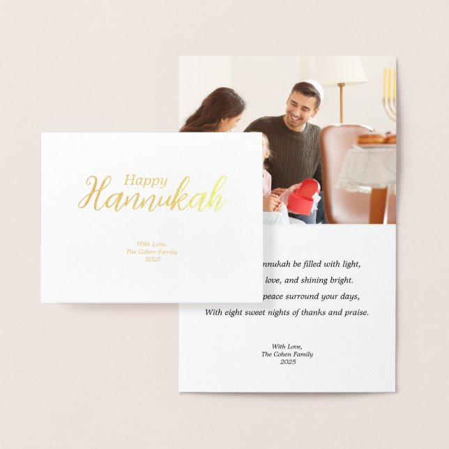Hanukkah Card Family Foto Urlaub Segen Gold Folienkarte (Anzeige)