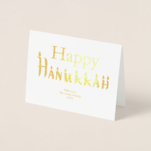 Hanukkah Card Family Foto Urlaub Segen Gold Folienkarte
