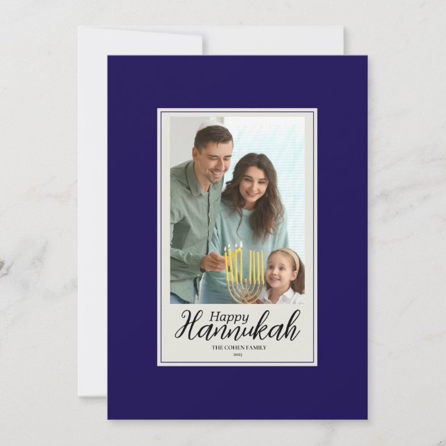 Hanukkah Card Family Photo Holiday Blessing Einladung (Vorderseite)