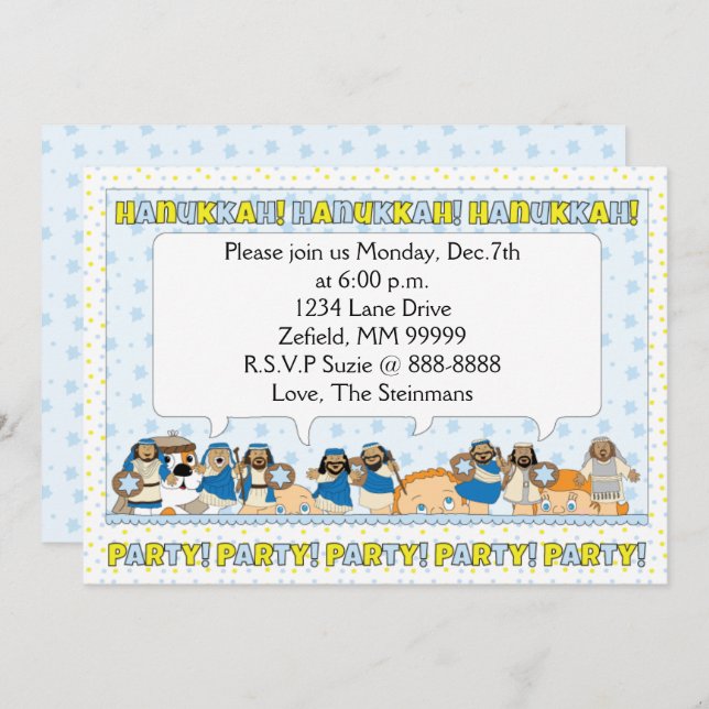 Hanukkah Card Party Einladung 7" x 5" Personalisie (Vorne/Hinten)