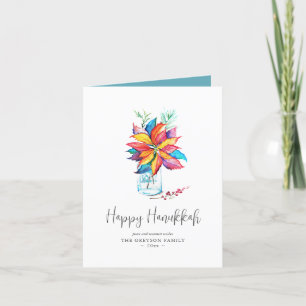 Hanukkah Cards Rustikale farbenfrohe Poinsettia Feiertagskarte