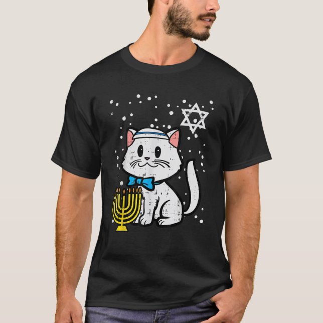 Hanukkah Cat Cute Chanukah Jewish Women Girls Kids T-Shirt (Vorderseite)