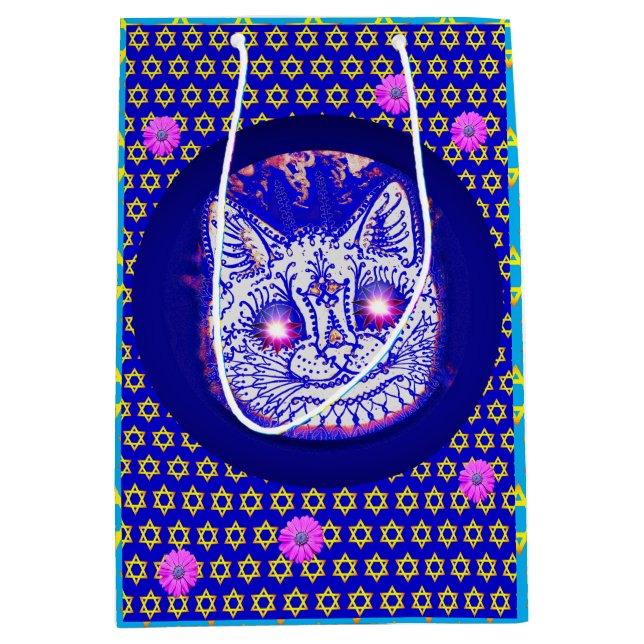 HANUKKAH CAT Geschenktasche Mittlere Geschenktüte (Vorderseite)