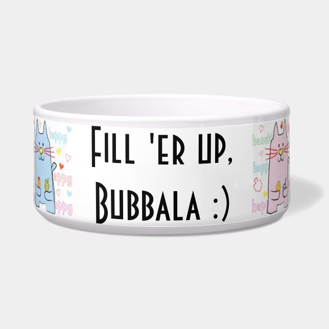 Hanukkah Cat Pet Bowl "Fill er' up, Bubbala" Napf (Vorderseite)
