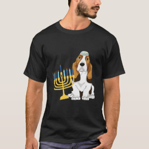 Hanukkah Chanukah Basset Hound Dog Lover Menorah J T-Shirt