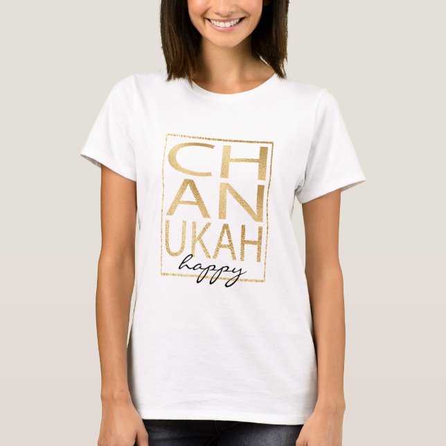 Hanukkah "Chanukah Happy Gold" Basic TShirt (Vorderseite)