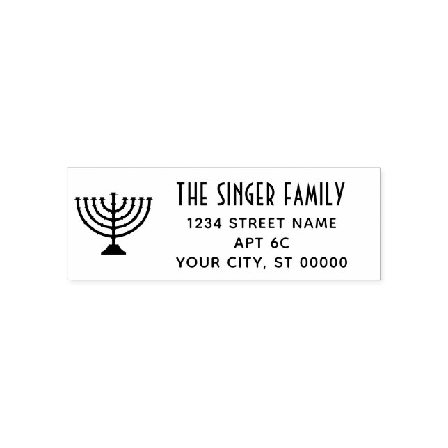 Hanukkah Chanukah Menorah Name Rücksendeadresse Permastempel (Design)