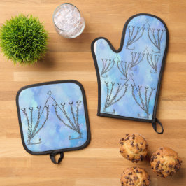 Hanukkah Chanukah Menorah Ofenhandschuh & Topflappen-Set