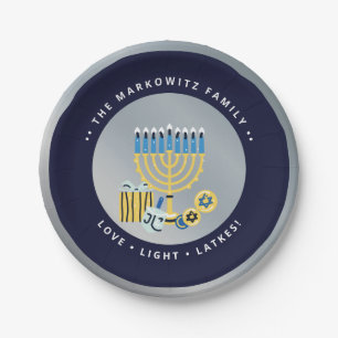 Hanukkah Chanukah Personalisiert Menorah Dreidel Pappteller
