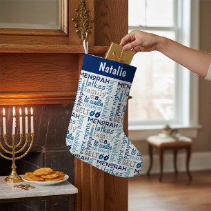 Hanukkah Chanukah Word Art Personalisierter Name Kleiner Weihnachtsstrumpf