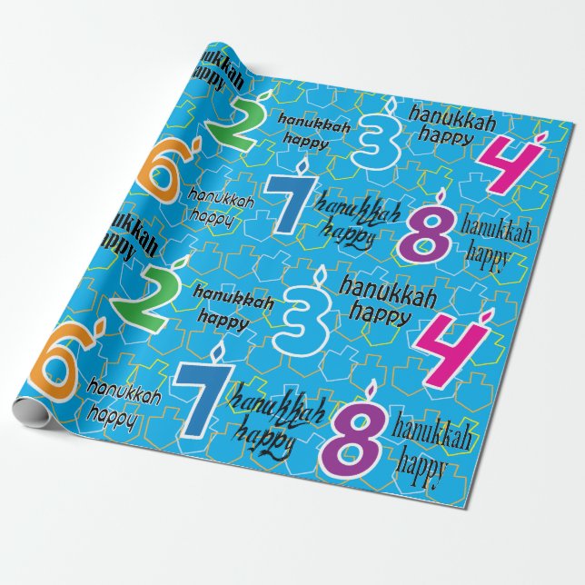 Hanukkah/Chanukah Wrapping Paper "Hanukkah Happy" Geschenkpapier (Ungerollt)