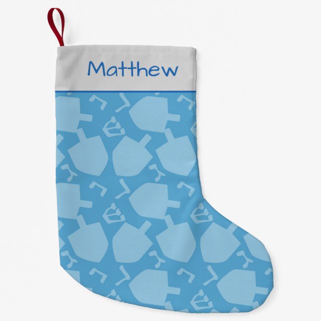 Hanukkah Charm Dreidel und hebräisches Alphabet Kleiner Weihnachtsstrumpf (Vorderseite)