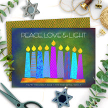 Hanukkah Chic Boho Candles Peace Liebe Light Green