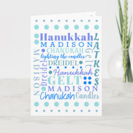 Hanukkah Collage Light Blue Coole Kinder Name Feiertagskarte