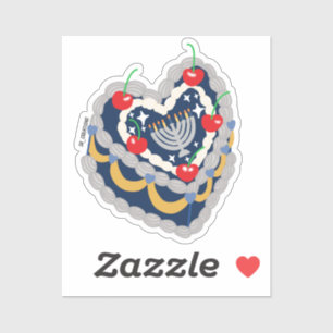 Hanukkah Colored Menorah Vintager Herzkuchen Aufkleber