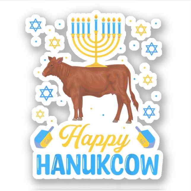 Hanukkah Cow Orah Dreidel Jewish Chanukah Decorati Aufkleber (Vorderseite)