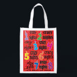 Hanukkah Crazy Nights Totentasche Wiederverwendbare Einkaufstasche<br><div class="desc">Hanukkah Crazy Nights, weiße 2-seitige Tasche. Alle Designelemente können bearbeitet werden. Alle bearbeitbaren Texte können gelöscht und durch eine eigene Nachricht ersetzt werden. Verwenden Sie Ihre Lieblingsfarbe, Schriftart und Stil. Happy Hanukkah/Chanukah! Stil: Wiederverwendbare Beutel Grün gehen und retten den Planeten mit unserer wiederverwendbaren Lebensmitteltasche! Diese Tasche ist aus einem leichten...</div>