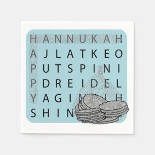 Hanukkah Crossword Puzzle Gelt Serviette