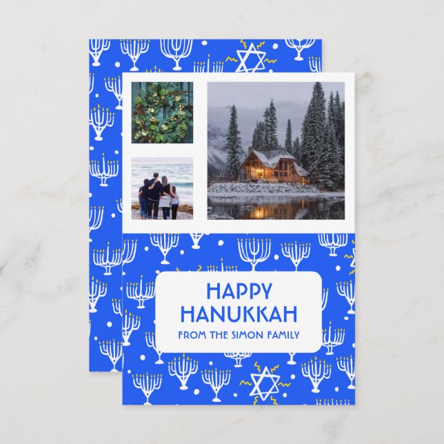 HANUKKAH CUSTOM 3 FOTOS Menorah Star Holiday (Vorne/Hinten)