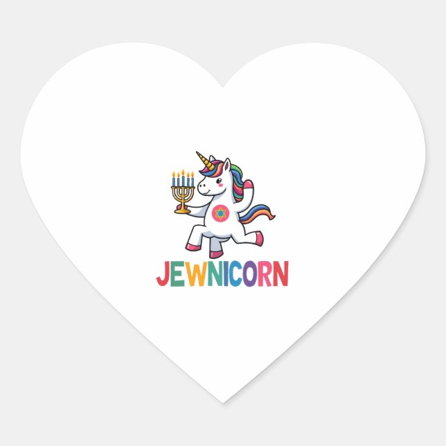 Hanukkah Dabbing Unicorn Jewnicorn Chanukah Jewish Herz-Aufkleber (Vorderseite)