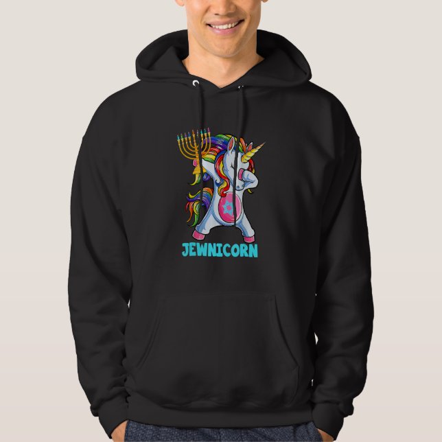 Hanukkah Dabbing Unicorn Jewnicorn Chanukah Jewish Hoodie (Vorderseite)