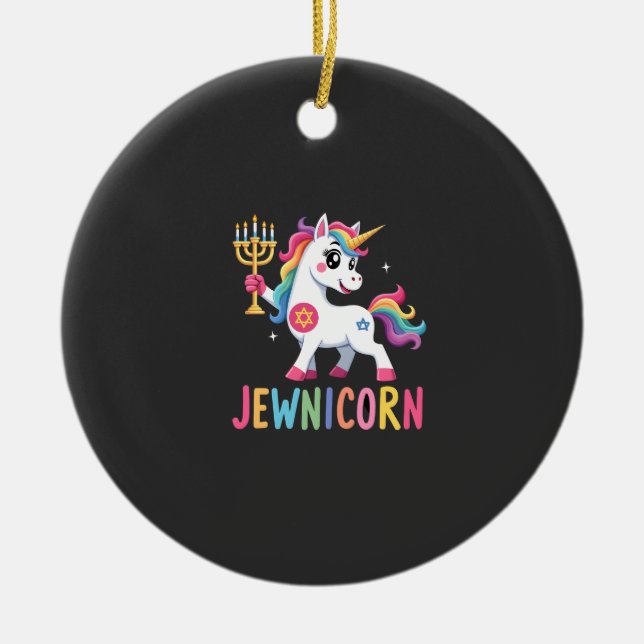 Hanukkah Dabbing Unicorn Jewnicorn Chanukah Jewish Keramik Ornament (Vorne)