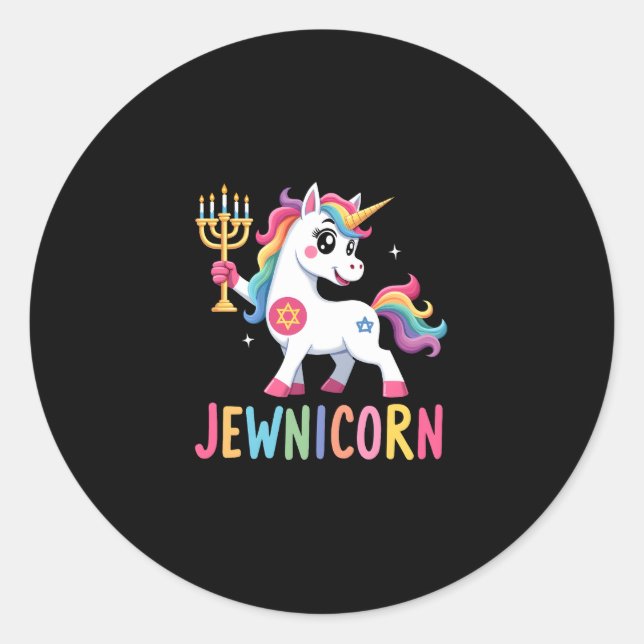 Hanukkah Dabbing Unicorn Jewnicorn Chanukah Jewish Runder Aufkleber (Vorderseite)