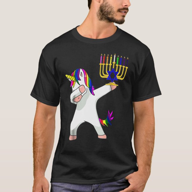 Hanukkah Dabbing Unicorn Jewnicorn Chanukah jüdisc T-Shirt (Vorderseite)