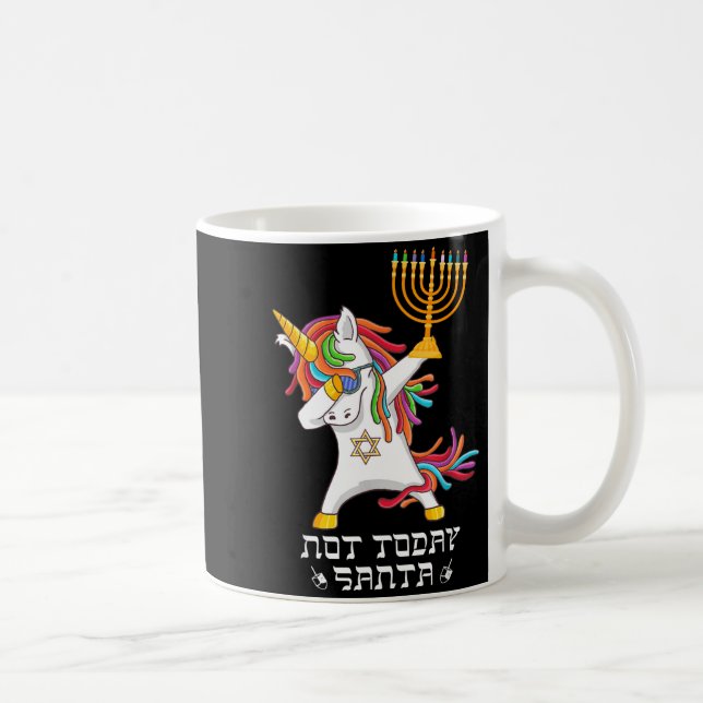 Hanukkah Dabbing Unicorn Not Today Santa Jewnicorn Kaffeetasse (Rechts)