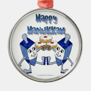 Hanukkah Dancing Dreidels und Jelly Doughnut Ornament Aus Metall