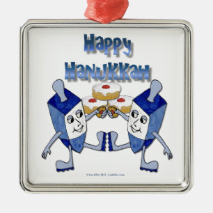 Hanukkah Dancing Dreidels und Jelly Doughnut Ornament Aus Metall