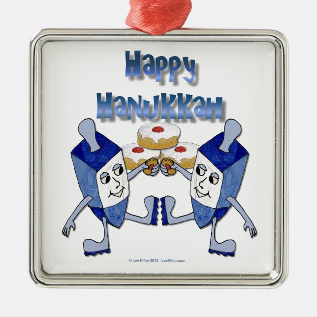 Hanukkah Dancing Dreidels und Jelly Doughnut Ornament Aus Metall (Vorne)