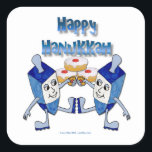 Hanukkah Dancing Dreidels und Jelly Doughnut Quadratischer Aufkleber<br><div class="desc">You are viewing The Lee Hiller Fotogray Art and Designs Collection of Home and Office Decor,  Apparel,  Ohrs and Collectibles. The Designs inklusive Lee Hiller Fotogray and Mixed Media Digital Art Collection. You can view her Nature fotogray at http://HikeOurPlanet.com/ and follow her hiking blog within Hot Springs National Park.</div>