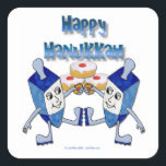 Hanukkah Dancing Dreidels und Jelly Doughnut Quadratischer Aufkleber<br><div class="desc">You are viewing The Lee Hiller Fotogray Art and Designs Collection of Home and Office Decor,  Apparel,  Ohrs and Collectibles. The Designs inklusive Lee Hiller Fotogray and Mixed Media Digital Art Collection. You can view her Nature fotogray at http://HikeOurPlanet.com/ and follow her hiking blog within Hot Springs National Park.</div>
