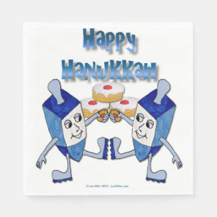 Hanukkah Dancing Dreidels und Jelly Doughnut Serviette