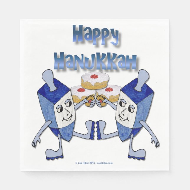 Hanukkah Dancing Dreidels und Jelly Doughnut Serviette (Vorderseite)