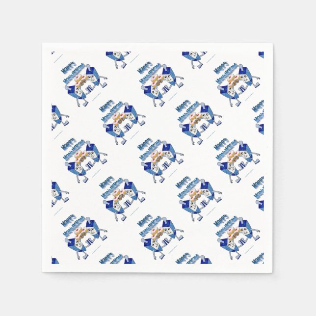 Hanukkah Dancing Dreidels und Jelly Doughnut Serviette (Vorderseite)