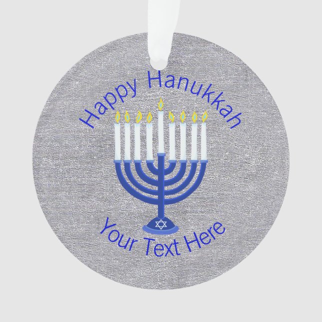 Hanukkah Dark Blue Menorah Chrismukkah Bling Ornament (Vorderseite)