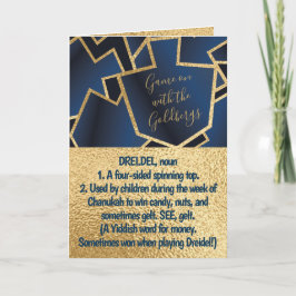 Hanukkah Define Dreidel Gold and Navy Feiertagskarte