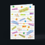 Hanukkah Design Party Grußkarte Feiertagskarte<br><div class="desc">"Hanukkah Design Party" Grußkarte mit Umschlag. Personalisieren Sie, indem Sie Text auf der Innenseite der Grußkarte löschen und durch Ihren eigenen Text ersetzen. Auch "Chag Sameach" auf der Vorderseite der Karte kann ausgetauscht werden. Wählen Sie Ihren bevorzugten Schriftart Stil, Farbe und Größe. Danke, dass ihr angehalten und vorbeigekommen seid! Viel...</div>