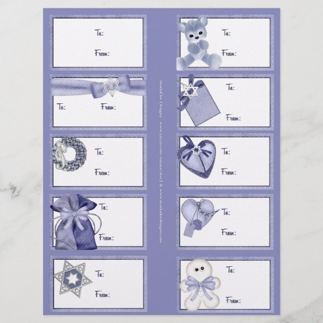 Hanukkah Designs 4 Geschenktasten auf einer Seite  (Vorne)