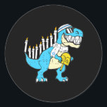 Hanukkah Dinosaur Menorawr Saurus Rex Chanukah Runder Aufkleber<br><div class="desc">Hanukkah Dinosaur Menorawr Saurus Rex Chanukah</div>