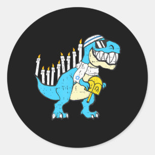 Hanukkah Dinosaur Menorawr Saurus Rex Chanukah Runder Aufkleber