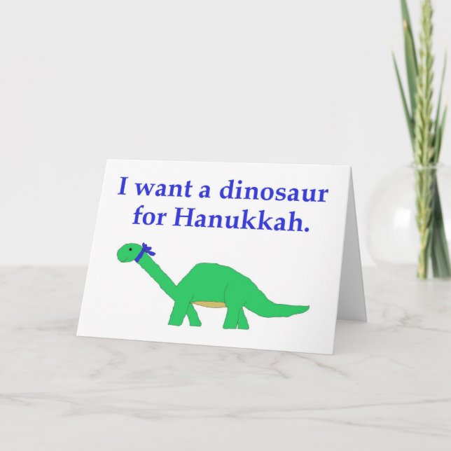 Hanukkah Dinosaurier-Karte Feiertagskarte (Vorderseite)