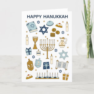 Hanukkah Doodles niedliche geklappte Ferienkarte Feiertagskarte
