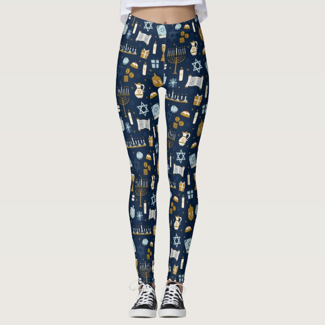 Hanukkah Doodles niedliche illustrierte Leggings (Vorderseite)