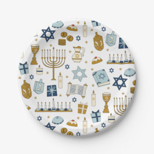 Hanukkah Doodles niedliche illustrierte Papierplat Pappteller