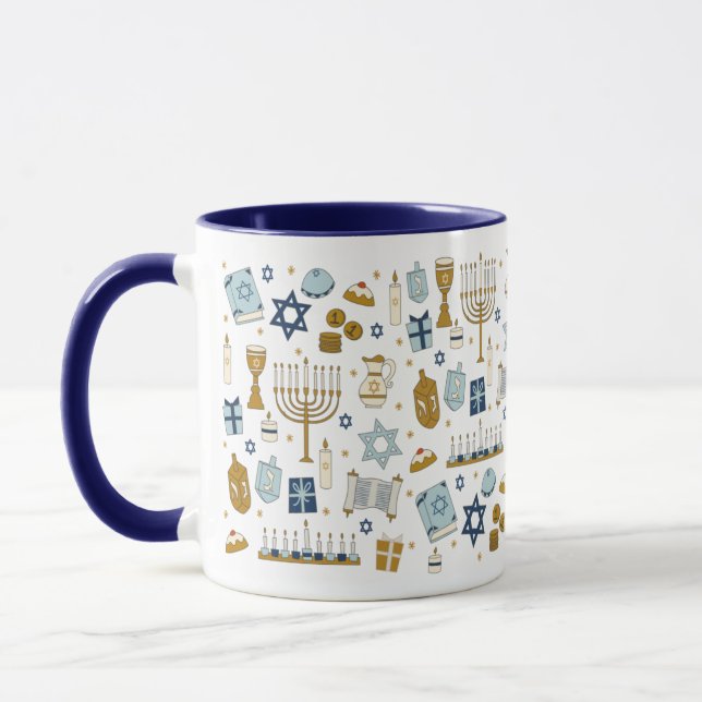 Hanukkah Doodles niedliche illustrierte Tasse (Links)