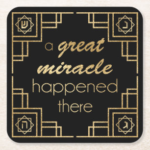 Hanukkah dort geschah ein großes Wunder Rechteckiger Pappuntersetzer